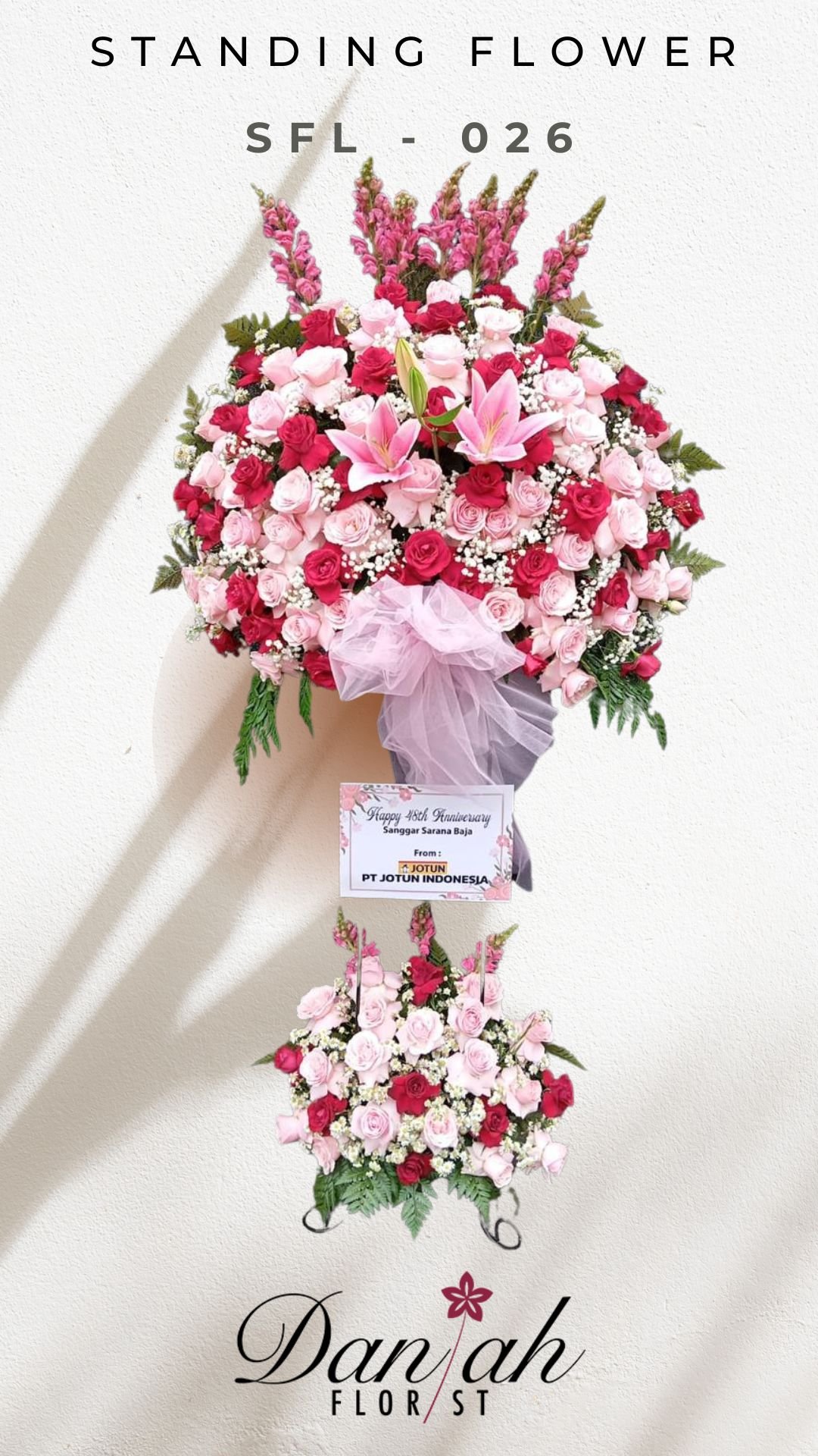 Standing Flower Selamat Sukses SFL-019 Pink Lily Karawang