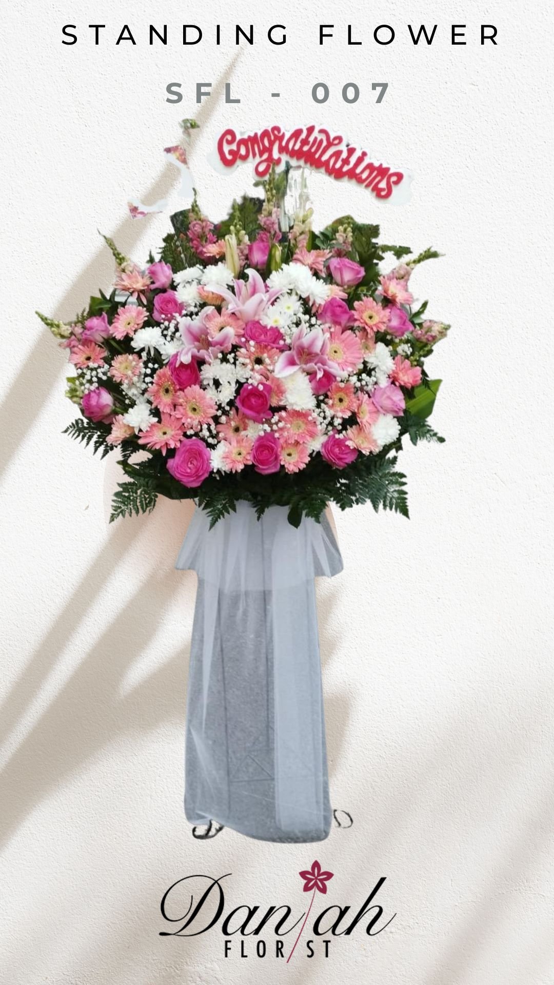 Standing Flower Congratulations SFL-007 Pink Karawang