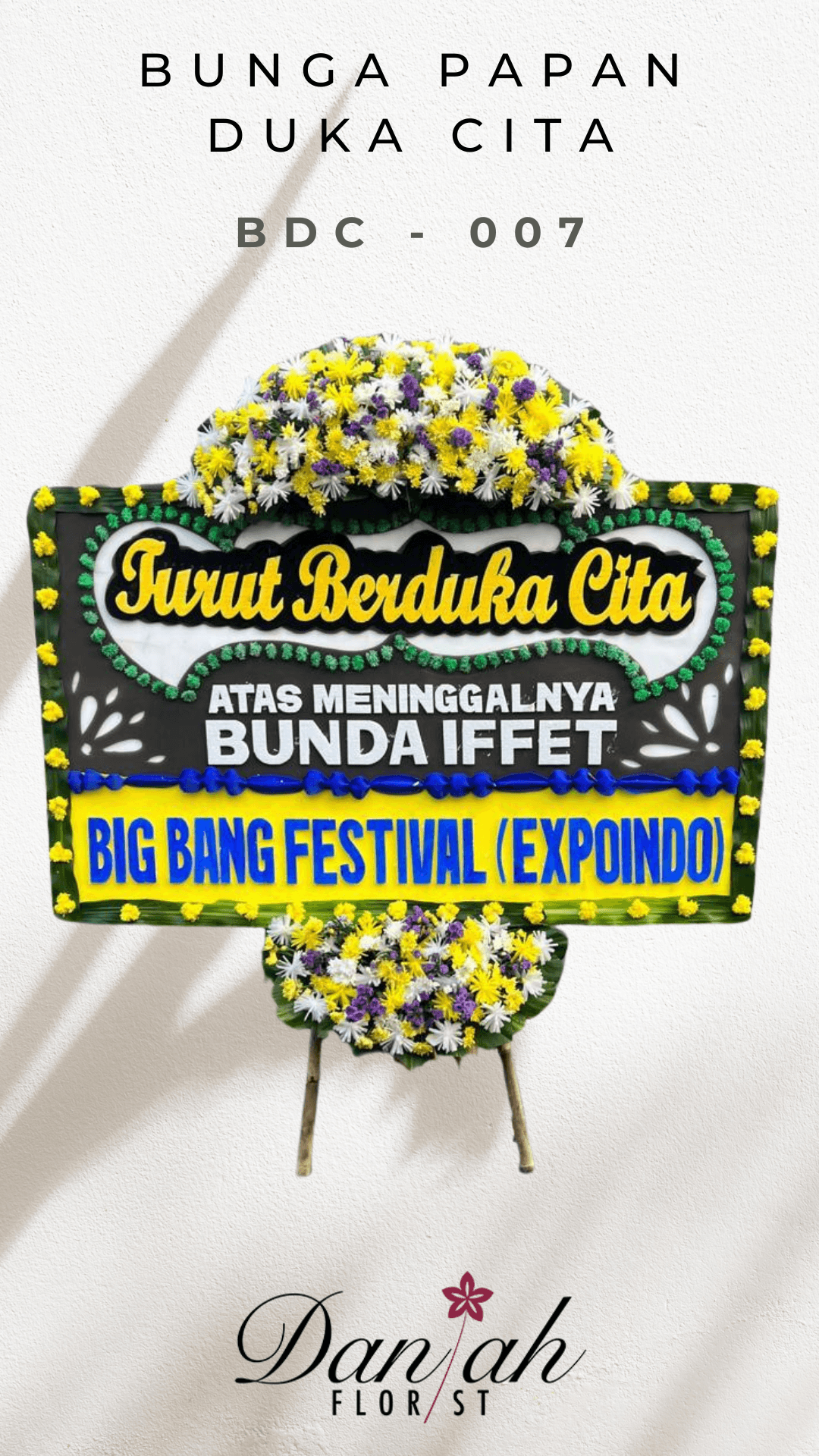 Bunga Papan Duka Cita Kutawaluya Karawang BDC-007 Daniah Florist