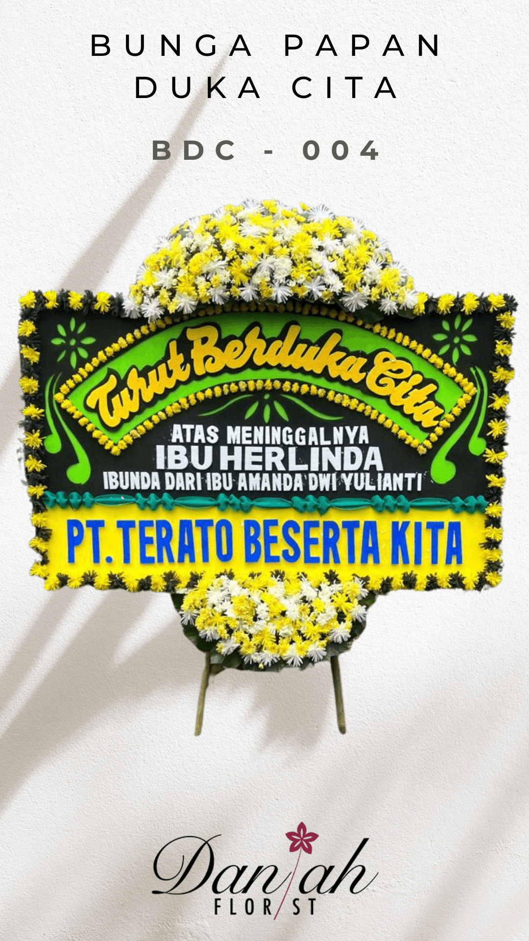 Karangan bunga papan duka cita Karawang kode BDC-004